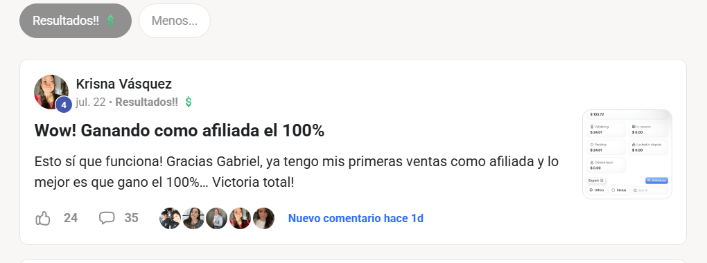 Publicación real de la comunidad